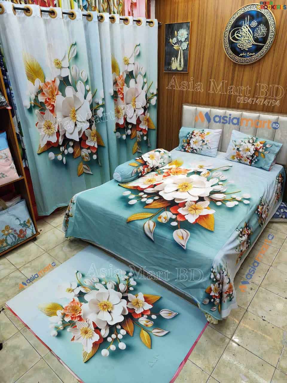 Premium 3D Print 7 Piece Bedsheet set ( 7pcs Bedroom Set)