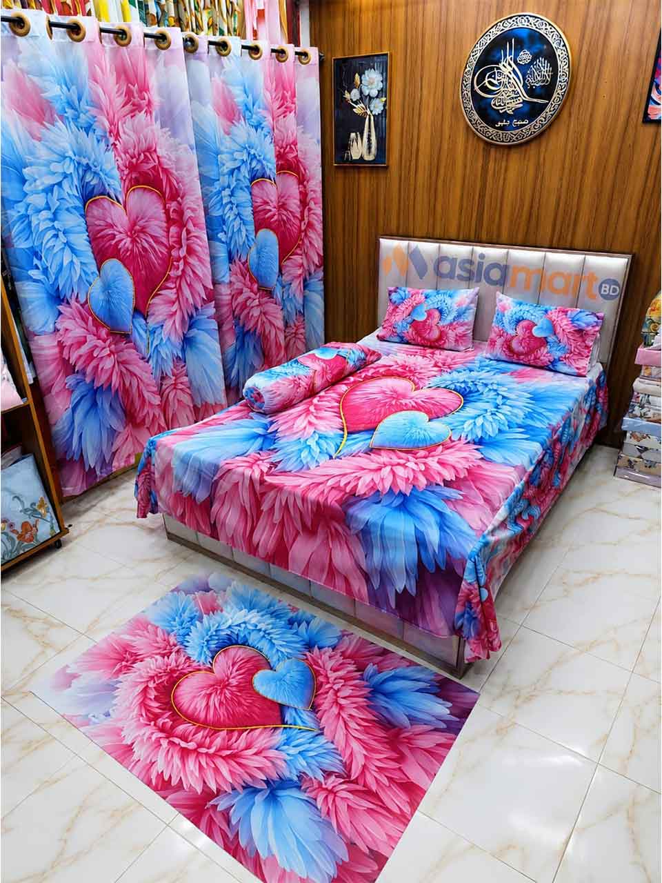 Premium 3D Print 7 Piece Bedsheet set ( 7pcs Bedroom Set)