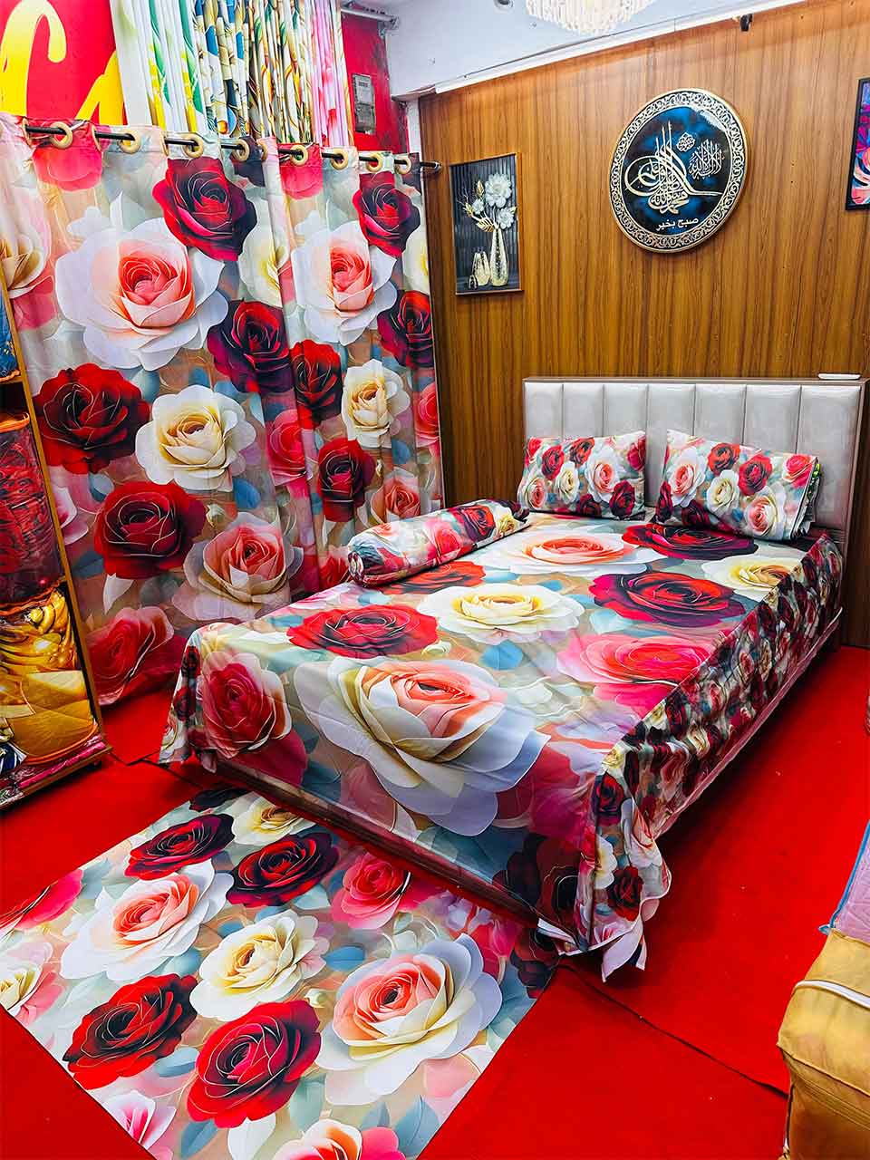 Premium 3D Print 7 Piece Bedsheet set ( 7pcs Bedroom Set)