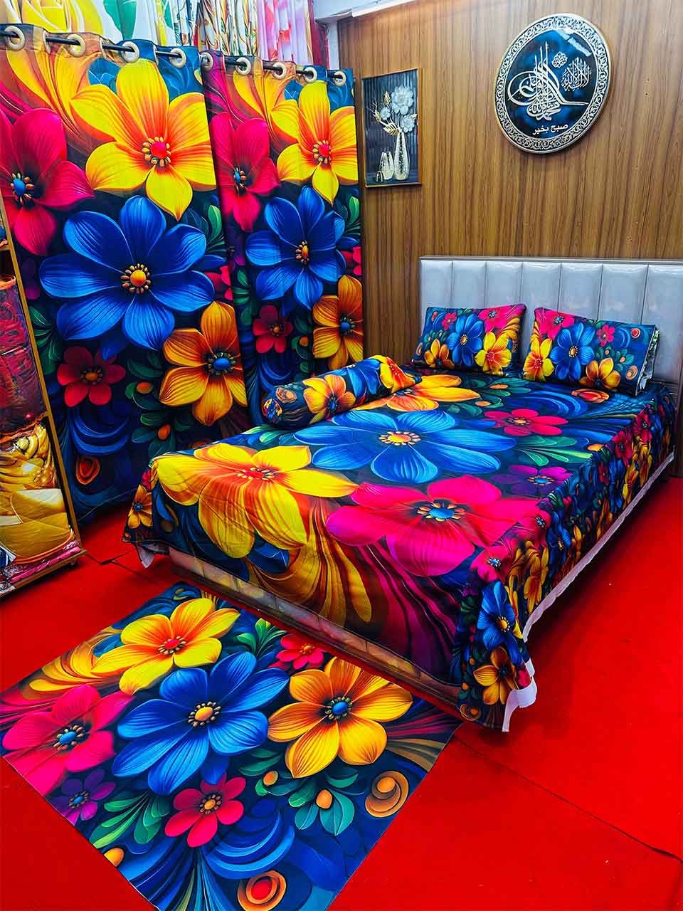 Premium 3D Print 7 Piece Bedsheet set ( 7pcs Bedroom Set)