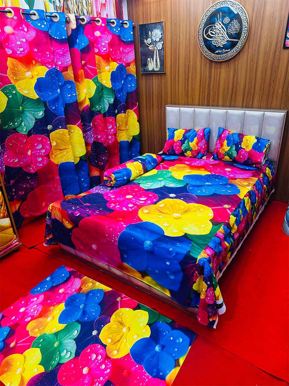 Premium 3D Print 7 Piece Bedsheet set ( 7pcs Bedroom Set)