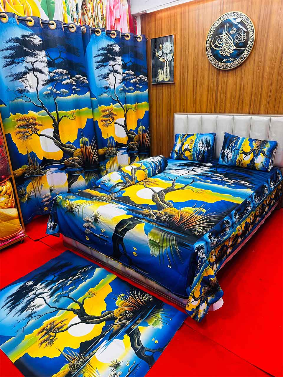 Premium 3D Print 7 Piece Bedsheet set ( 7pcs Bedroom Set)