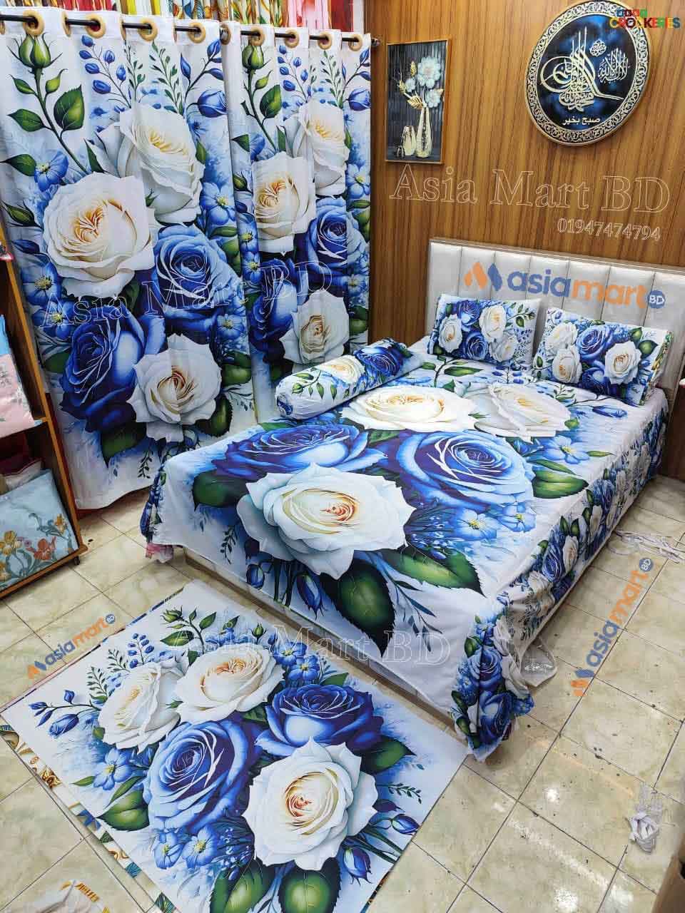 Premium 3D Print 7 Piece Bedsheet set ( 7pcs Bedroom Set)